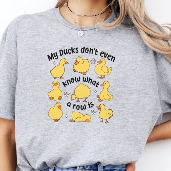 Ducks Not In A Row Softstyle Short Sleeve Shirt - Sport Grey - Various Sizes - Picture 1 of 2